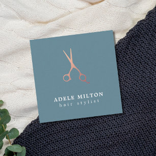 Minimalistischer Eleganter Bose Gold Scissors Fris Quadratische Visitenkarte