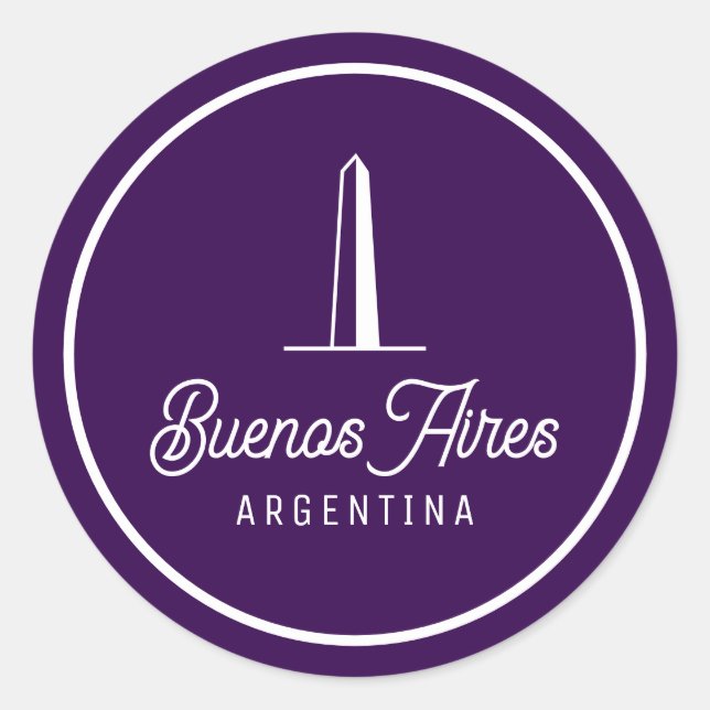 Minimalistischer, eleganter Buenos Aires, Argentin Runder Aufkleber (Vorderseite)