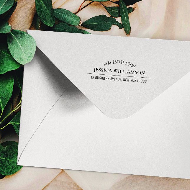 Minimalistischer eleganter Geschäftsname Beruflich Gummistempel (Modern business name, address and custom text rubber ink stamp)