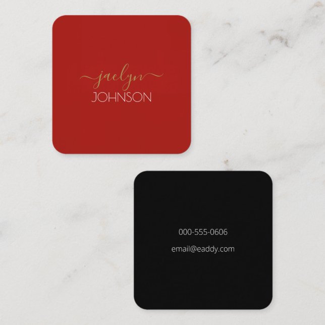 Minimalistischer, eleganter Goldschwarzer Personal Quadratische Visitenkarte (Vorne/Hinten)