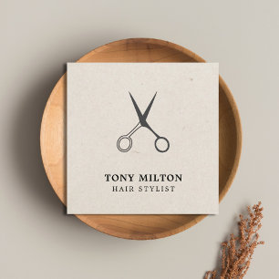 Minimalistischer Eleganter Grauschere Friseursalon Quadratische Visitenkarte