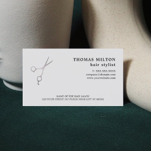 Minimalistischer Eleganter Hellgrau Schere Friseur Visitenkarte