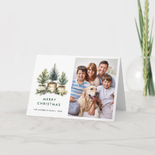 Minimalistischer eleganter Kiefern-Weihnachts-3-Fo Feiertagskarte