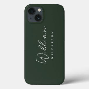 Minimalistischer, eleganter Monogram Dunkler Grünw Case-Mate iPhone Hülle