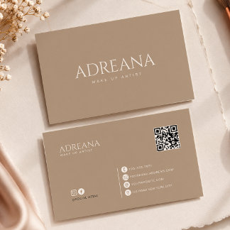Minimalistischer eleganter Pilz-Taupe-QR-Code Visitenkarte