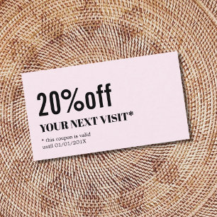 Minimalistischer eleganter Rose Weißer Beauty Coup Rabattkarte