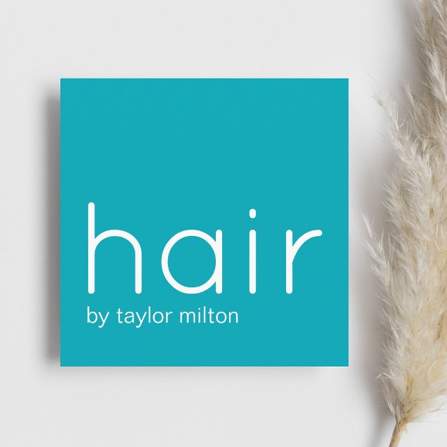 Minimalistischer, eleganter türkisfarbener Stylist Quadratische Visitenkarte (Von Creator hochgeladen)