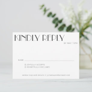 Minimalistischer, eleganter weißer Hintergrund RSVP Karte