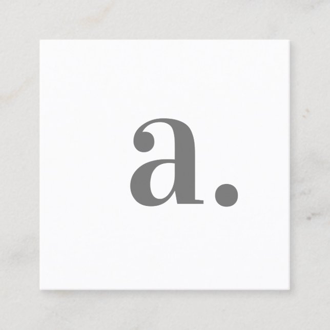 Minimalistischer, eleganter weißer Monogram, moder Quadratische Visitenkarte (Vorderseite)