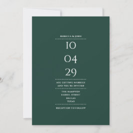Minimalistischer Emerald Green Foto Hochzeitstag Einladung