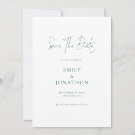 Minimalistischer Emerald Green Writing QR Code Wed Save The Date