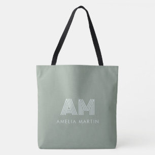 Minimalistischer, erdiger Matcha-Grün-Monogramm