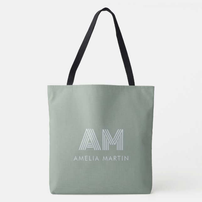 Minimalistischer, erdiger Matcha-Grün-Monogramm (Vorderseite)