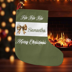 Minimalistischer erdiger Weihnachtsstrumpf Name Großer Weihnachtsstrumpf