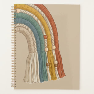 Minimalistischer Erdtön-Boho-Makramee-Regenbogen Planer