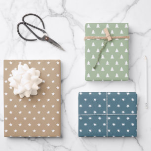 Minimalistischer Erdton, Skandi Weihnachten Geschenkpapier Set