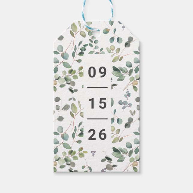 Minimalistischer Eukalyptus Geschenkanhänger (Vorderseite)