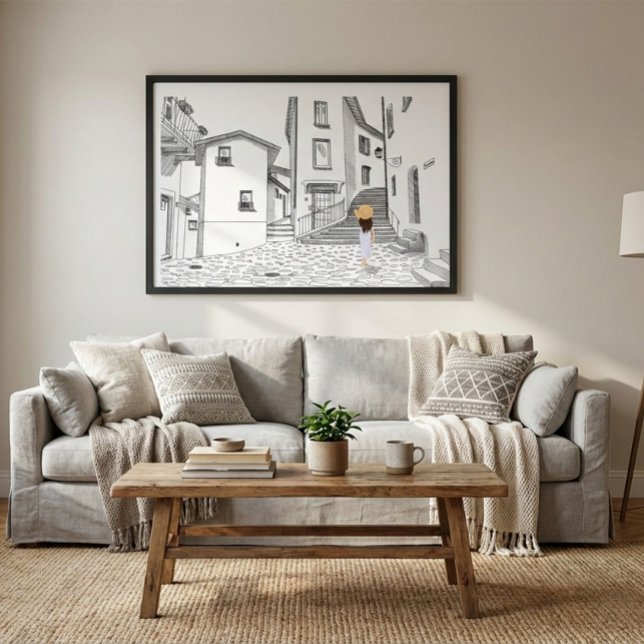 Minimalistischer europäischer Straßenillustrations Poster (Von Creator hochgeladen)