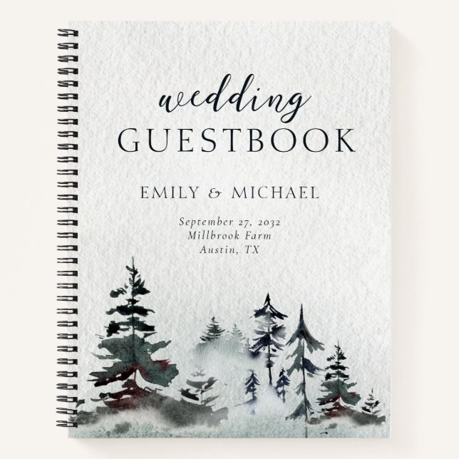 Minimalistischer Evergreen Mountain Green Slate Gu Notizbuch (Vorderseite)