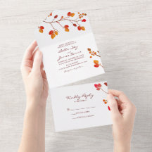Minimalistischer Fall Leaf Hochzeit in einer Einla
