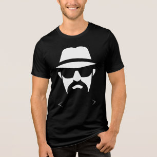 Minimalistischer Fedora Schwarz & Weiß: Linien der Tri-Blend Shirt