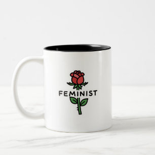 Minimalistischer feministischer roter Zweiton-Kaff Zweifarbige Tasse