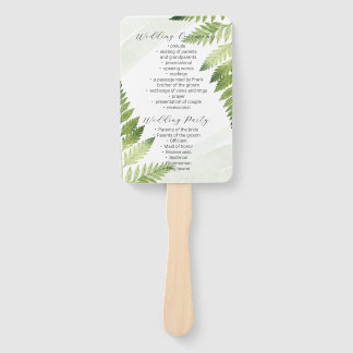 Minimalistischer Fern-Hochzeitsprogramm Fächer