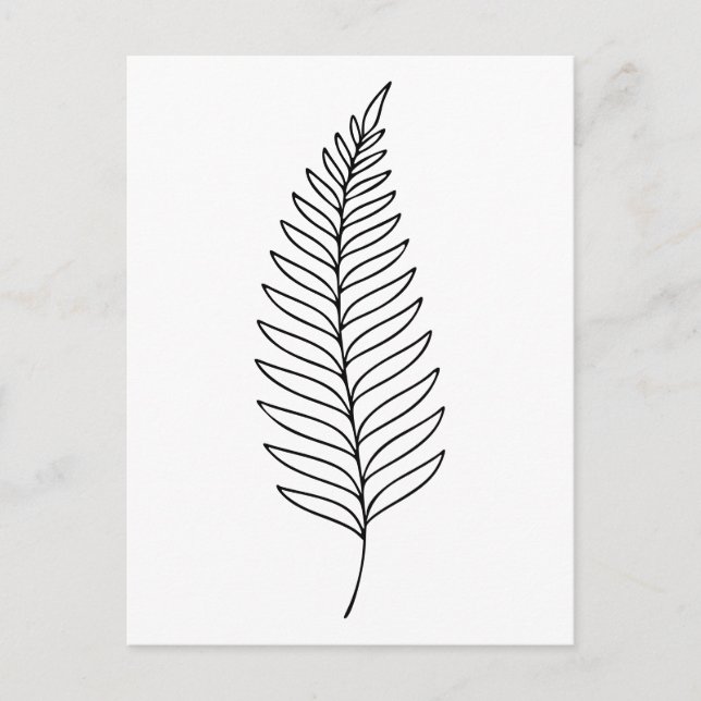 Minimalistischer Fern Leaf Botanische Linie Art Postkarte (Vorderseite)