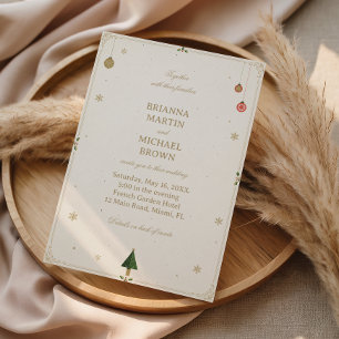 Minimalistischer festlicher Weihnachtsgoldschmuck Einladung