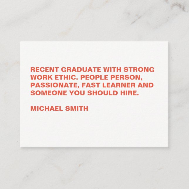 Minimalistischer fettarer Großtext Visitenkarte (Vorderseite)