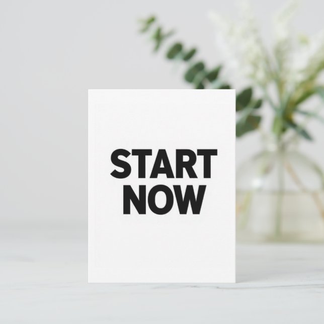 Minimalistischer, fetter Start jetzt Text Postkarte (Stehend Vorderseite)