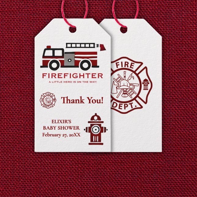 Minimalistischer Feuerwehrmann "Little Hero" Kinde Geschenkanhänger (Von Creator hochgeladen)