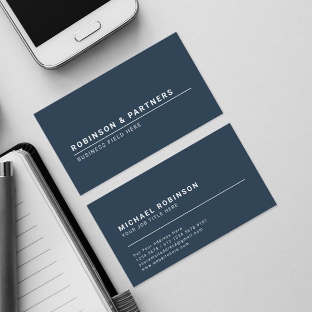 Minimalistischer Firmenname: Rustic Blue Visitenkarte (Von Creator hochgeladen)
