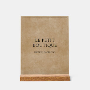 Minimalistischer Firmenname: Rustic Brown Acrylschild