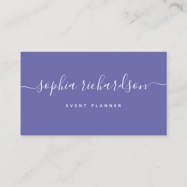 Minimalistischer Flair | Periwinkle Script Visitenkarte (Vorderseite)