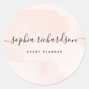 Minimalistischer Flair Wasserfarbe und Skript Runder Aufkleber
