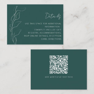 Minimalistischer floraler Aquamariner Hochzeitcode Begleitkarte