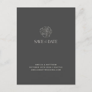 Minimalistischer floraler Schwarz-Weiß-Boho-Save-t Postkarte
