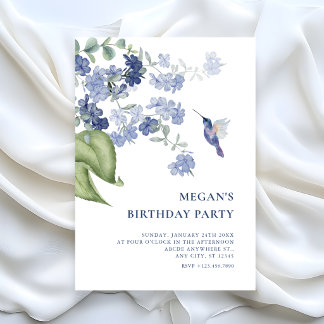 Minimalistischer floraler Zweig Vogel Geburtstag Einladung