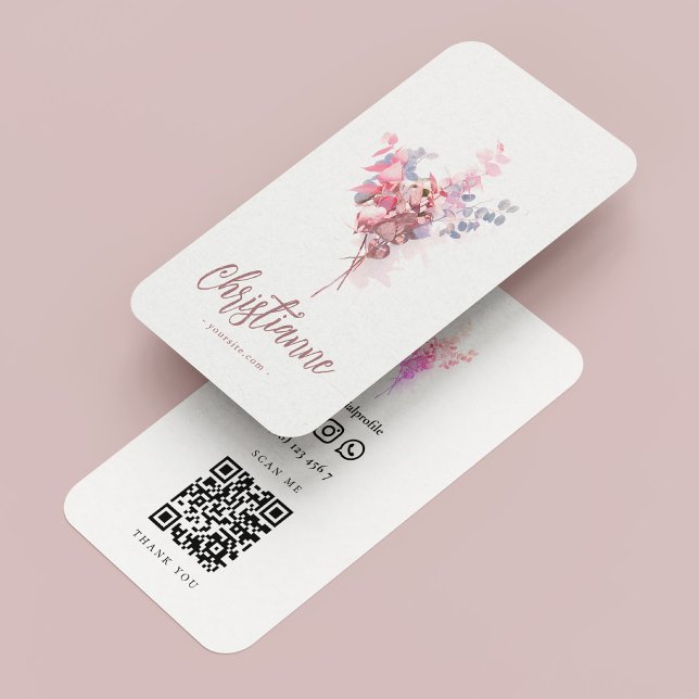 Minimalistischer floristischer QR-Code Visitenkarte (Minimalist Elegant Florist Qr Code Business Card
)