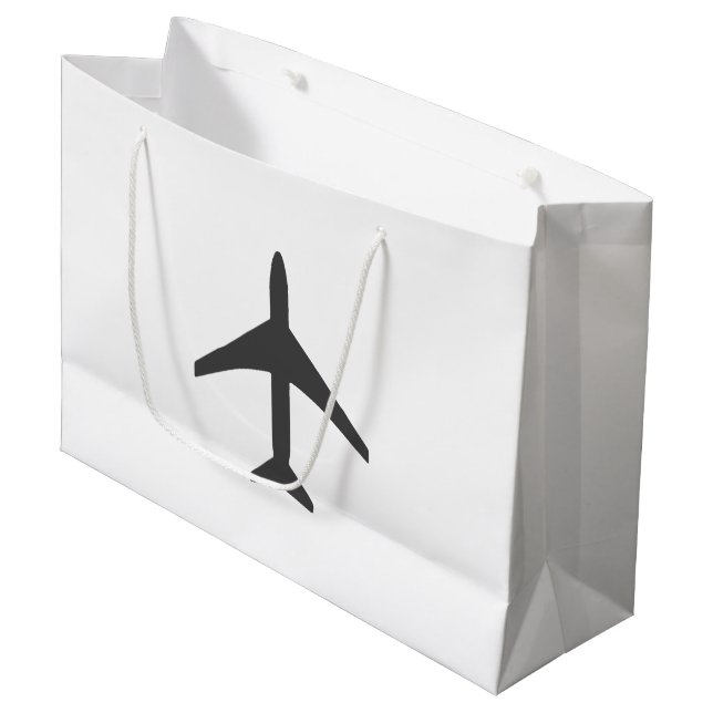 Minimalistischer Flugzeug-Flugverkehr Große Geschenktüte (Vorderseite Schrägansicht)