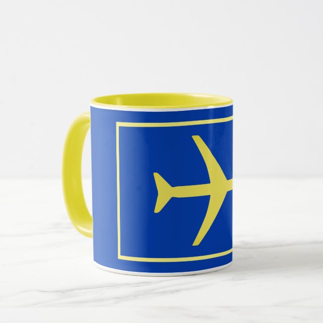 Minimalistischer Flugzeug-Flugverkehr Tasse (Vorderseite Links)