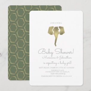 Minimalistischer Folien-Boho-Elefanten-Baby-Party Einladung