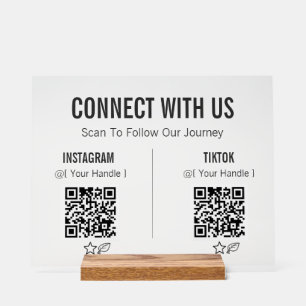 Minimalistischer Follow Us Social Media QR Code Ac Acrylschild
