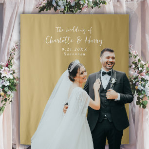 Minimalistischer Foto für moderne Goldhochzeiten Wandteppich