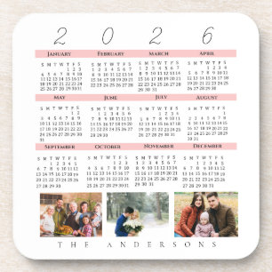 Minimalistischer Foto-Jahreskalender 2026 Andenken Getränkeuntersetzer