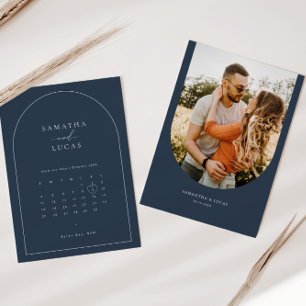 Minimalistischer Foto-Kalender Save the Date Einladung