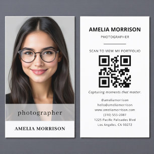 Minimalistischer Fotograf QR Code Foto Modernes Visitenkarte