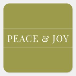 Minimalistischer Frieden und Freude Grün Weihnacht Quadratischer Aufkleber