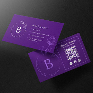 Minimalistischer Friseur Floral Botanischer QR-Cod Visitenkarte